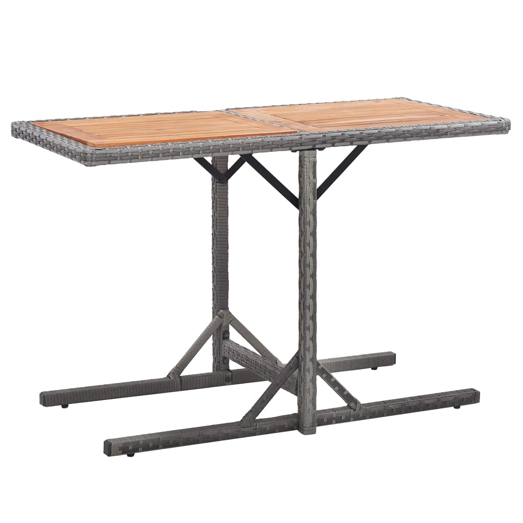 Garden Table Anthracite Poly Rattan and Solid Acacia Wood - Style and Chic