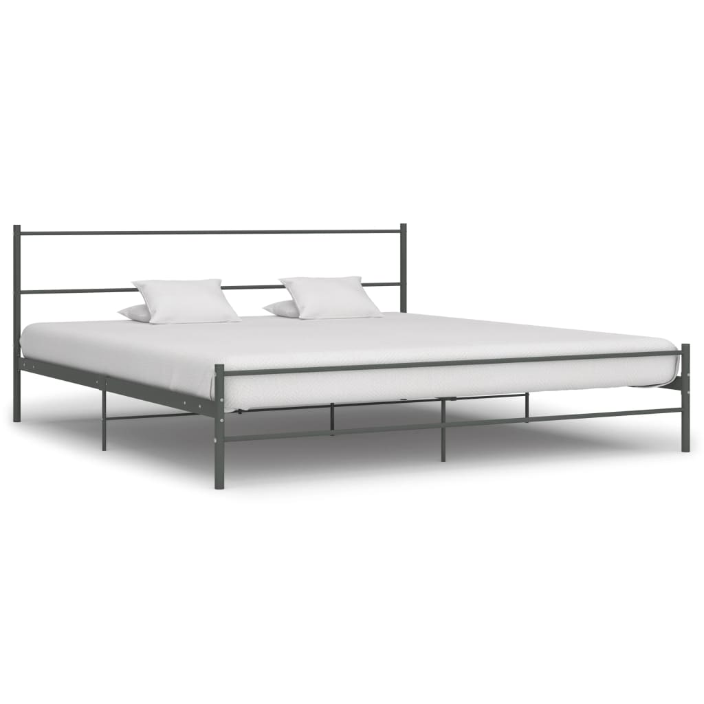 Bed Frame Grey Metal 180x200 cm Super King - Brittle & Co