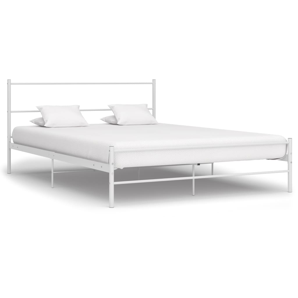 Bed Frame White Metal 140x200 cm - Design Hut
