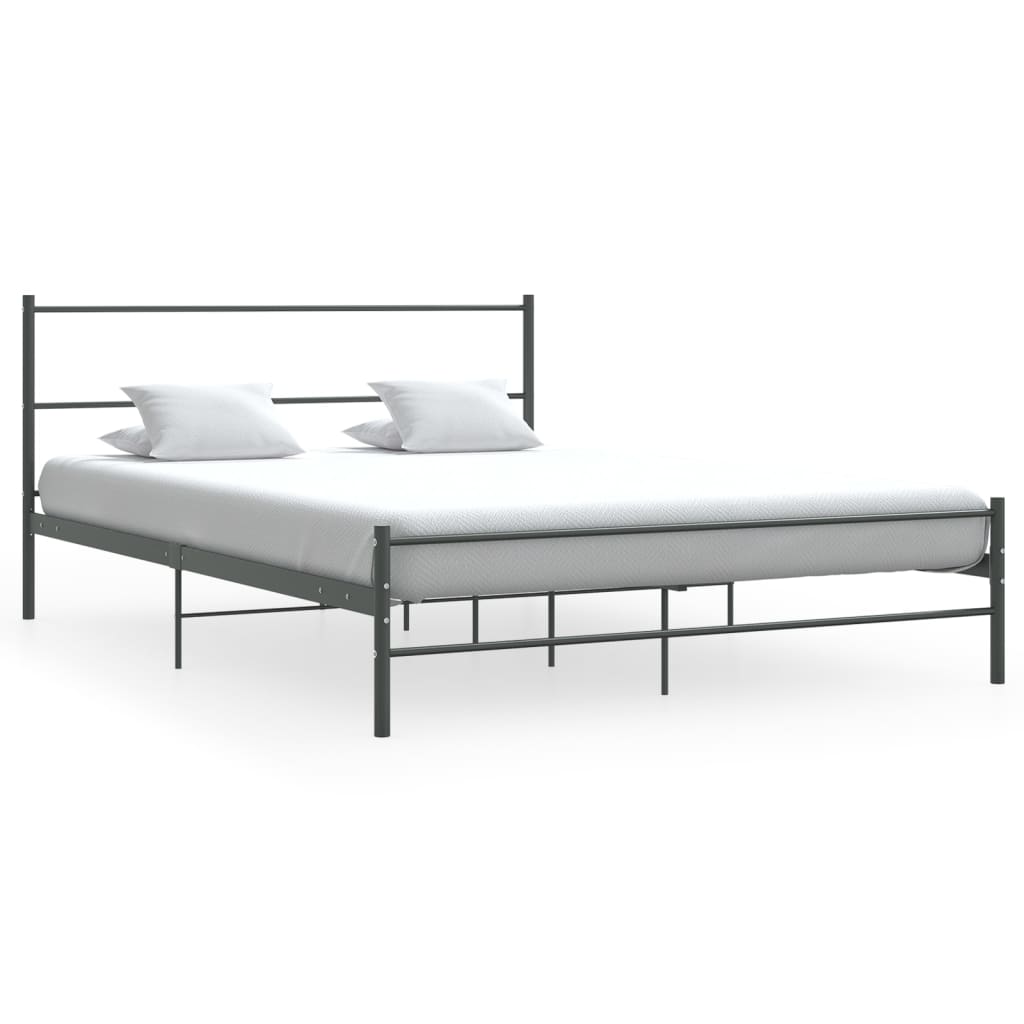 Bed Frame Grey Metal 140x200 cm - The Home Maker