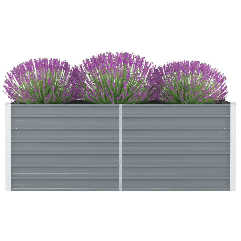 Raised Garden Bed 160x80x45 cm Galvanised Steel Grey - Design Hut