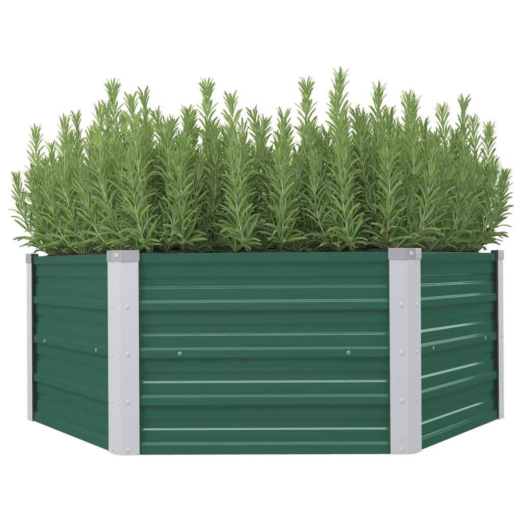 Raised Garden Bed 129x129x46 cm Galvanised Steel Green - Unbeatable Bargains