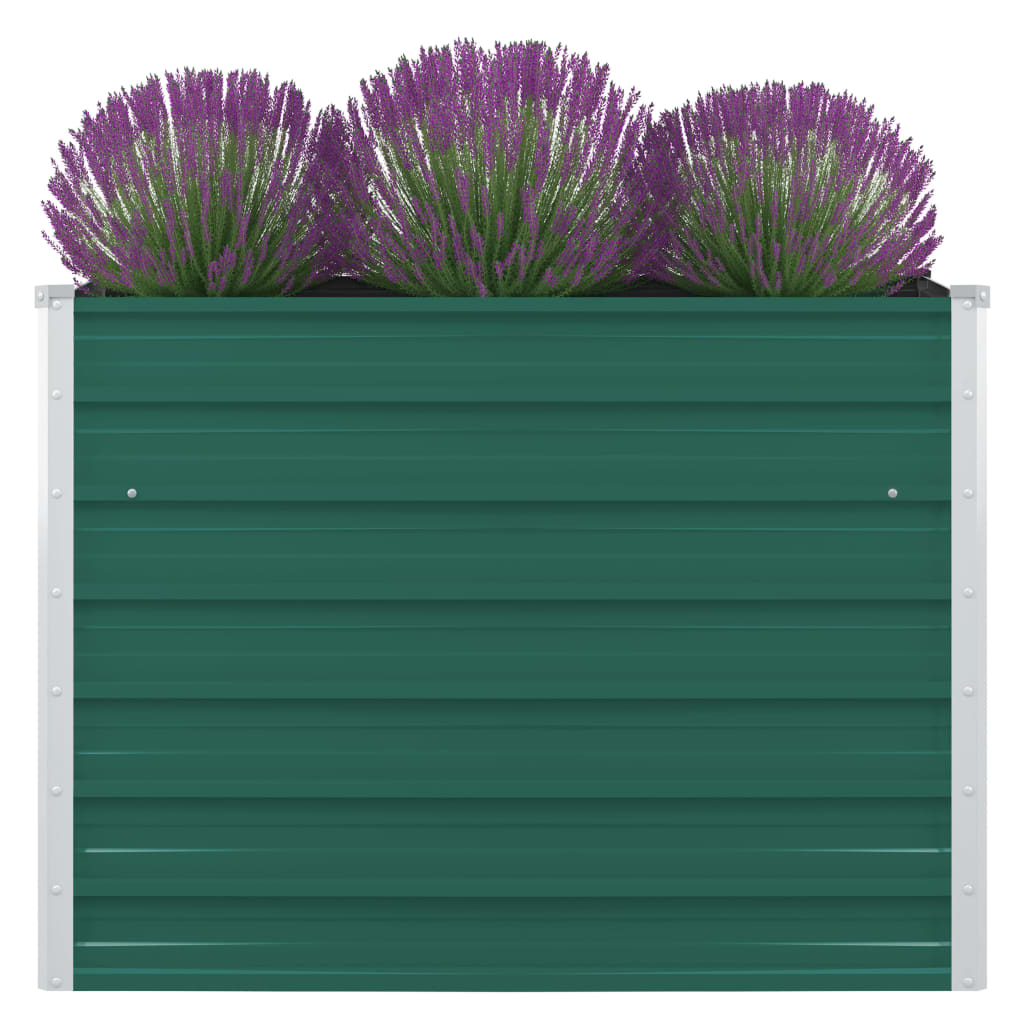 Raised Garden Bed 100x100x77 cm Galvanised Steel Green - Decor Base