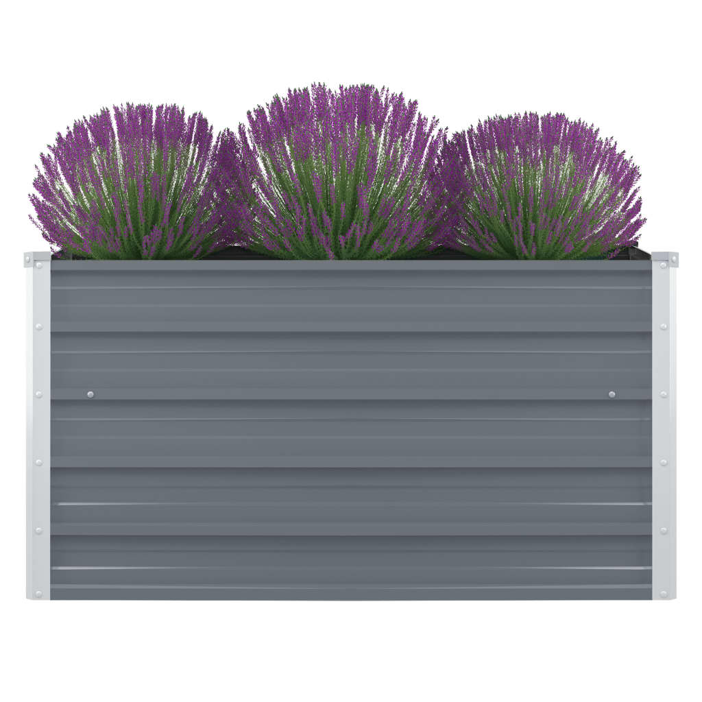 Raised Garden Bed 100x100x45 cm Galvanised Steel Grey - Unbeatable Bargains