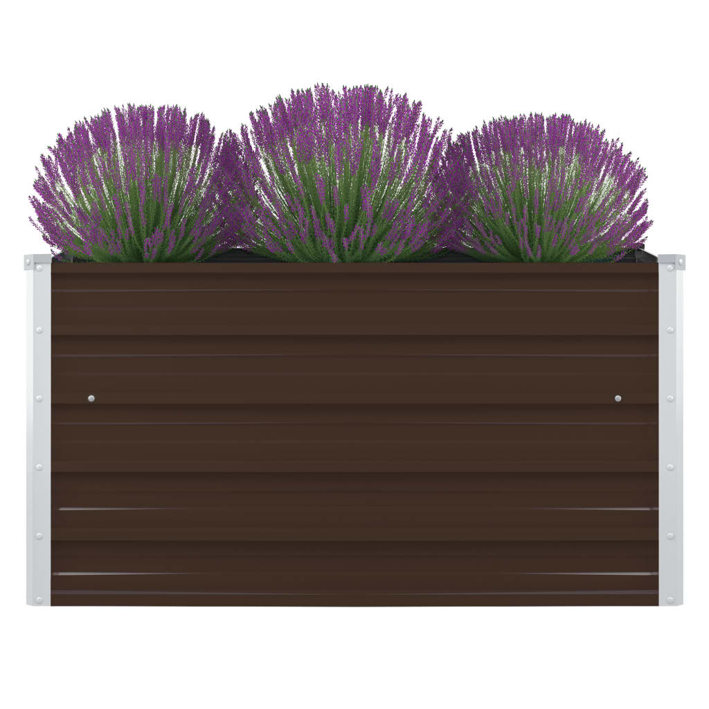 Raised Garden Bed 100x100x45 cm Galvanised Steel Brown - Decor Base