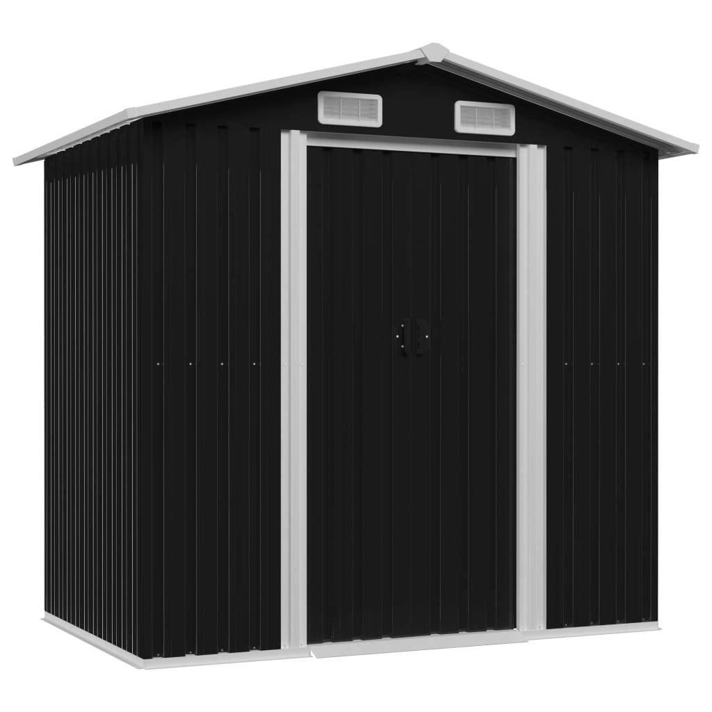 Garden Storage Shed Anthracite Steel 204x132x186 cm - Decor Base
