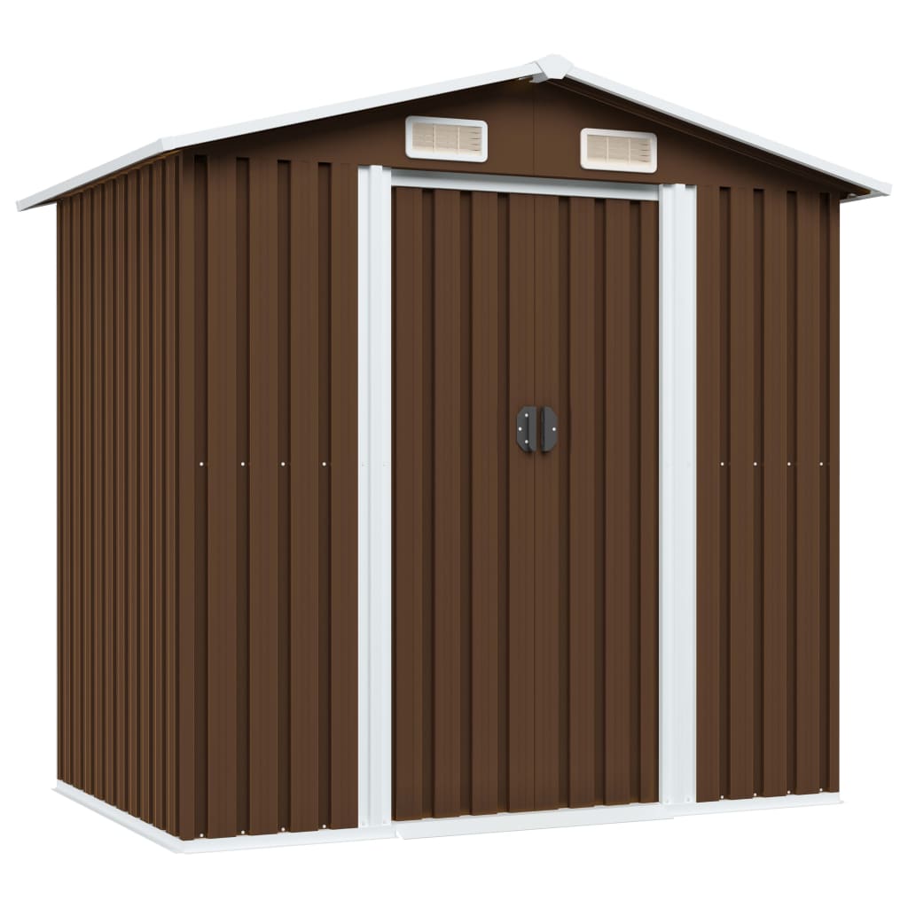 Garden Storage Shed Brown 204x132x186 cm Steel - Unbeatable Bargains