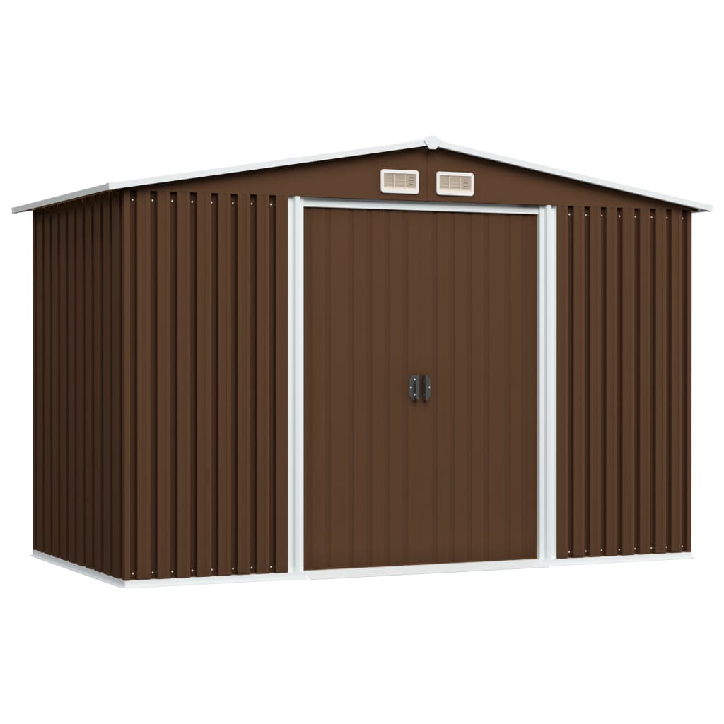 Garden Storage Shed Brown 257x205x178 cm Steel - All Things Good