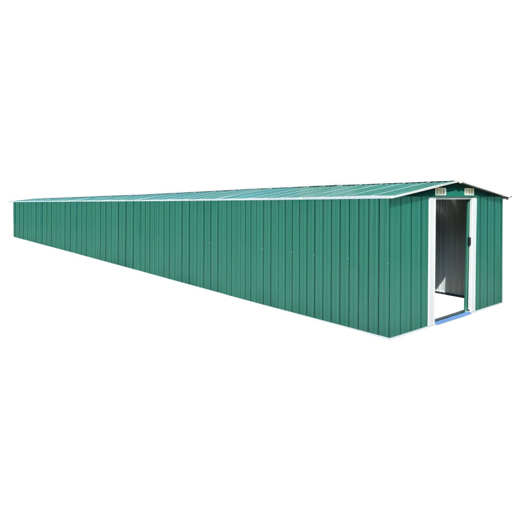 Garden Shed Green 257x990x181 cm Galvanised steel - Sid & Sam