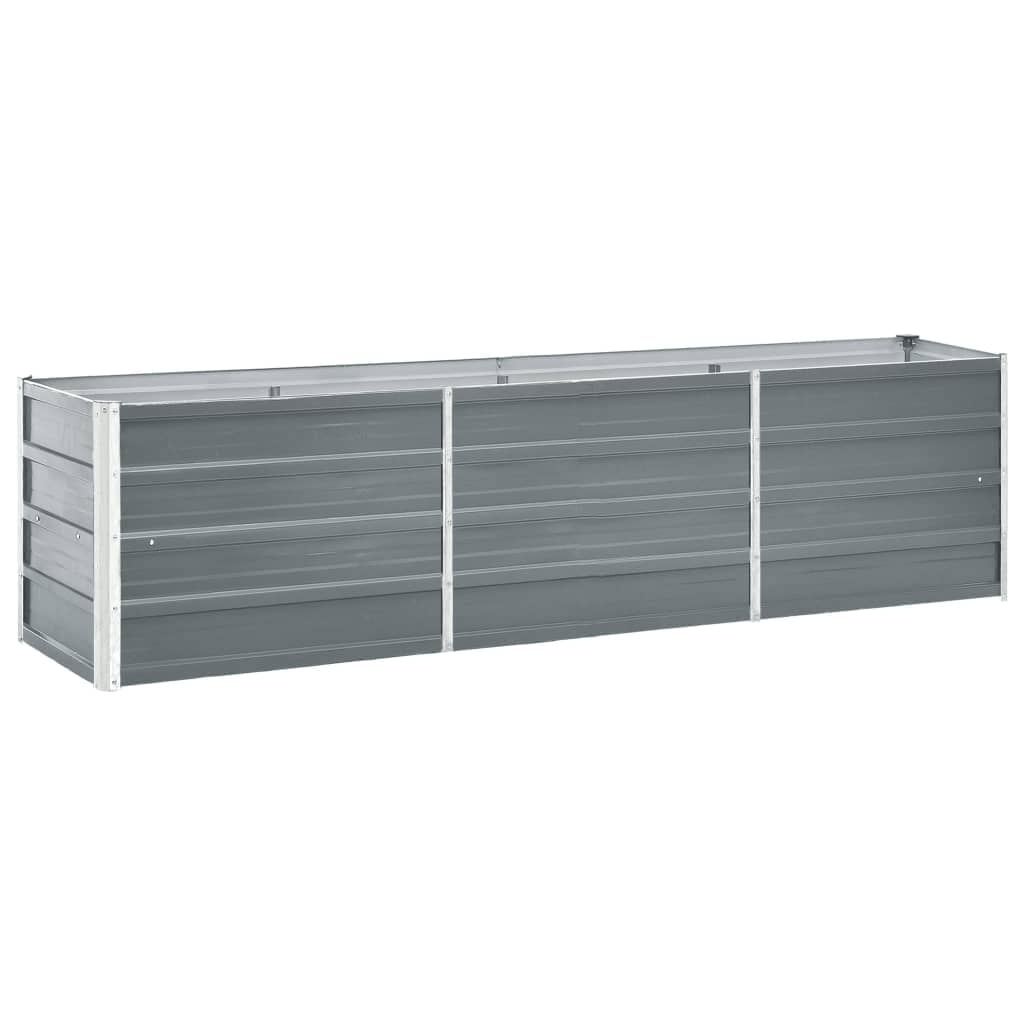Garden Raised Bed Galvanised Steel 240x40x45 cm Grey - All Things Good