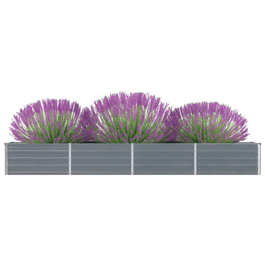 Garden Raised Bed Galvanised Steel 320x40x45 cm Grey - All Things Good