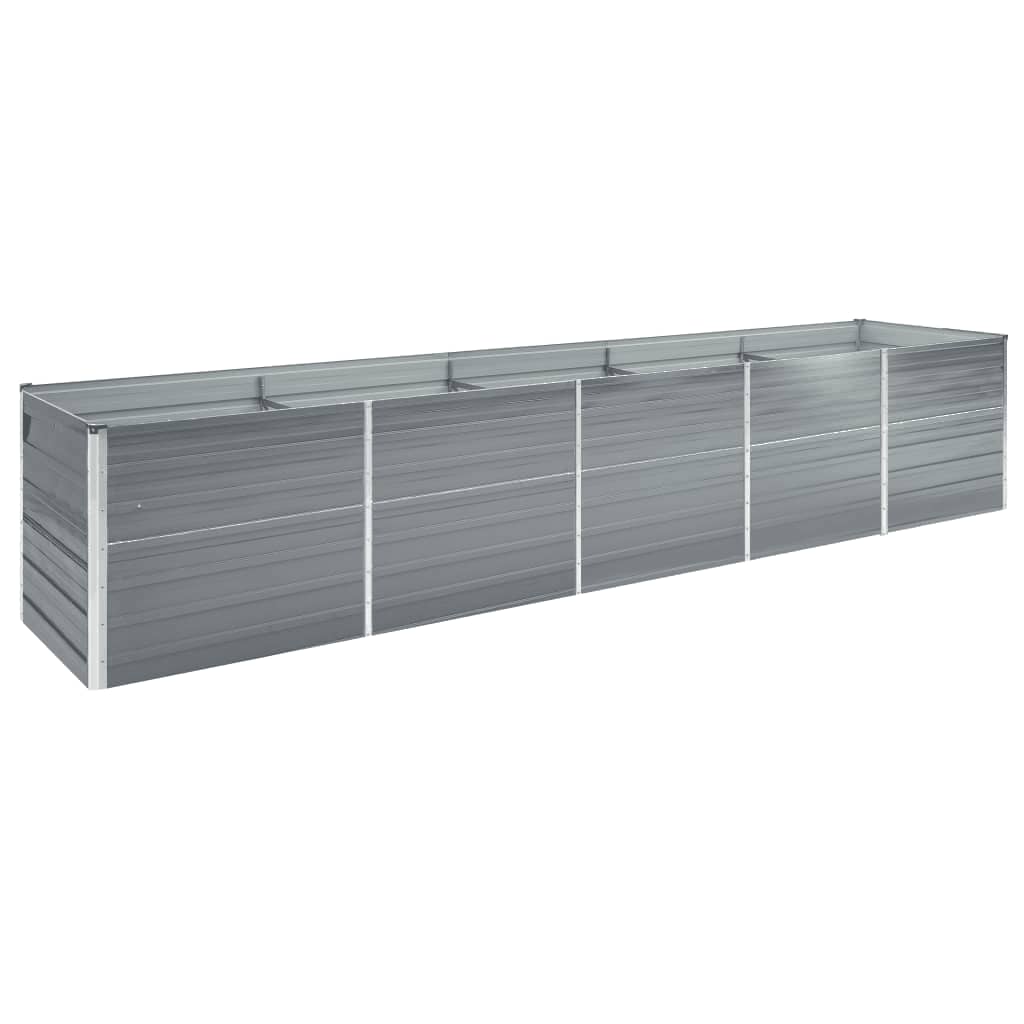 Garden Raised Bed Galvanised Steel 400x80x45 cm Grey - Brittle & Co