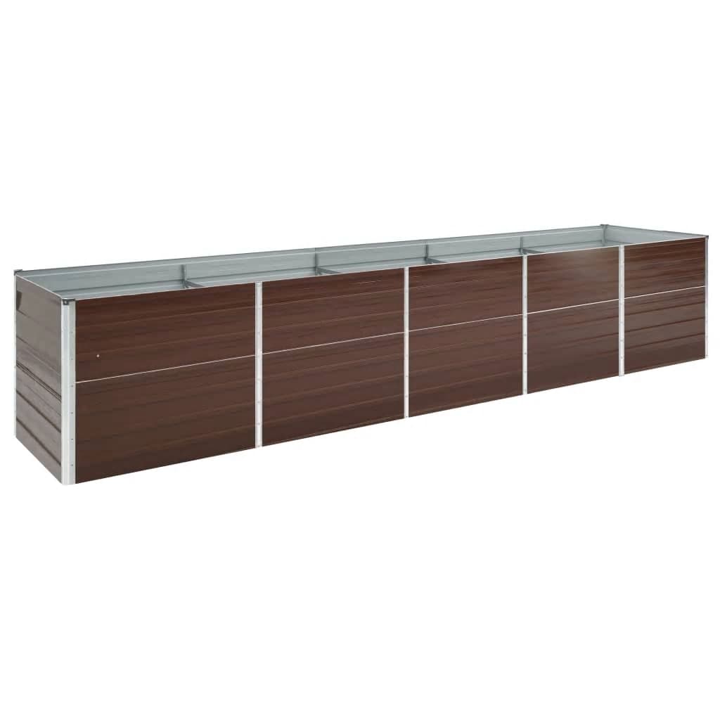 Garden Raised Bed Galvanised Steel 400x80x45 cm Brown - Discount Dealers