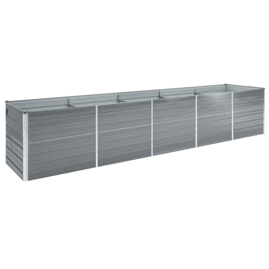 Garden Raised Bed Galvanised Steel 400x80x77 cm Grey - Merkel Designers