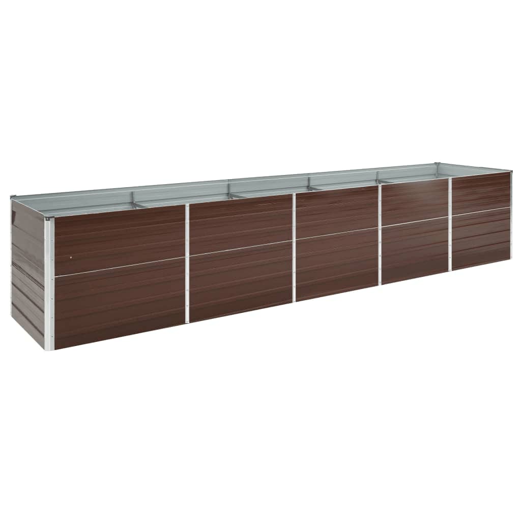 Garden Raised Bed Galvanised Steel 400x80x77 cm Brown - Merlin Deals
