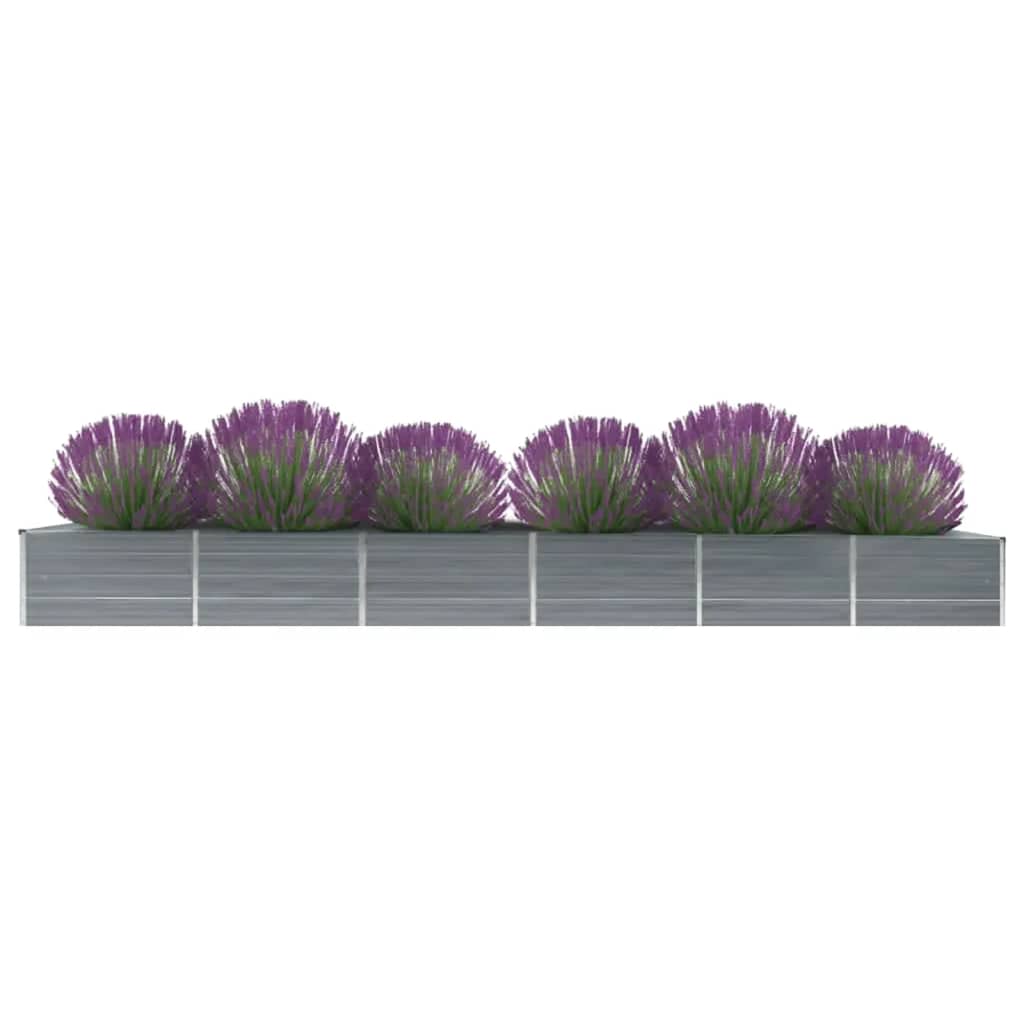 Garden Raised Bed Galvanised Steel 480x80x45 cm Grey - Discount Dealers