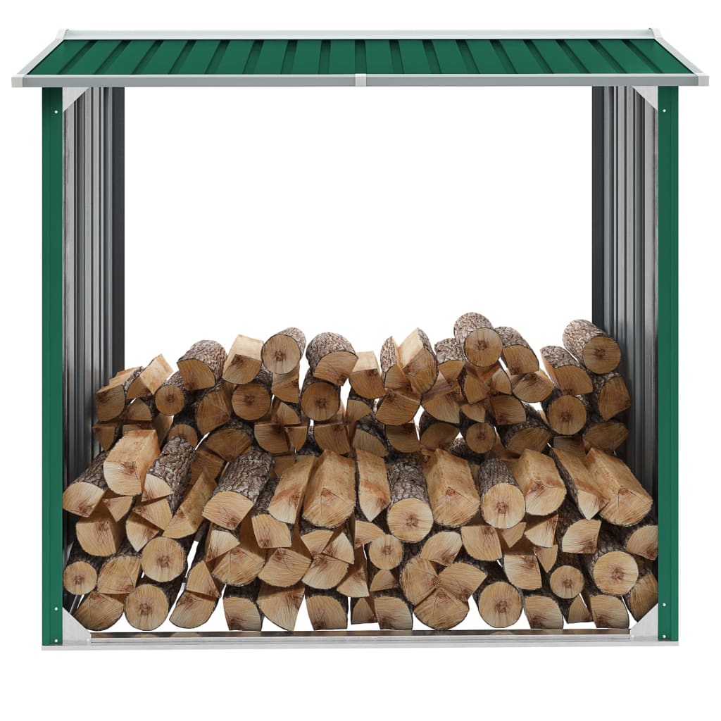 Log Storage Shed Galvanised Steel 172x91x154 cm Green - The Home Maker