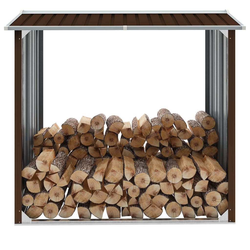 Log Storage Shed Galvanised Steel 172x91x154 cm Brown - Merkel Designers
