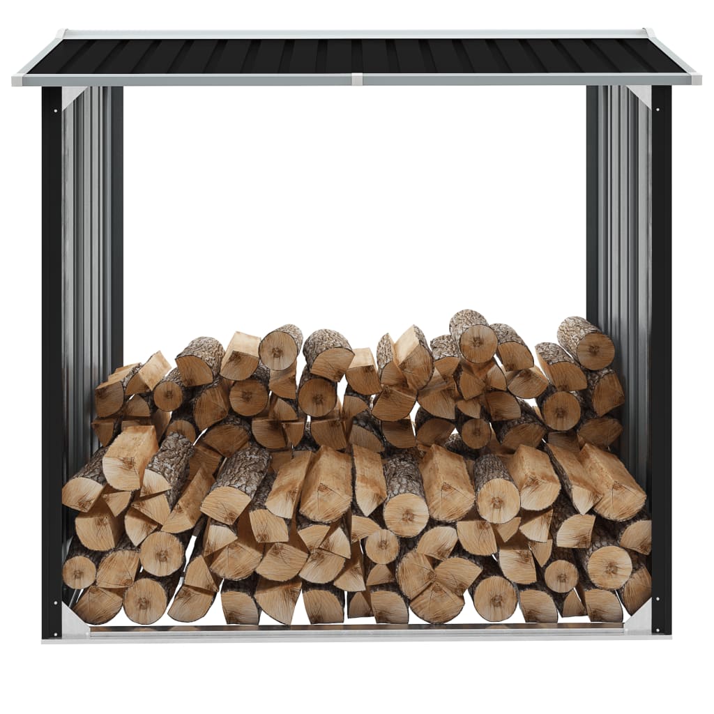 Log Storage Shed Galvanised Steel 172x91x154 cm Anthracite - Tyrell & Tyrell