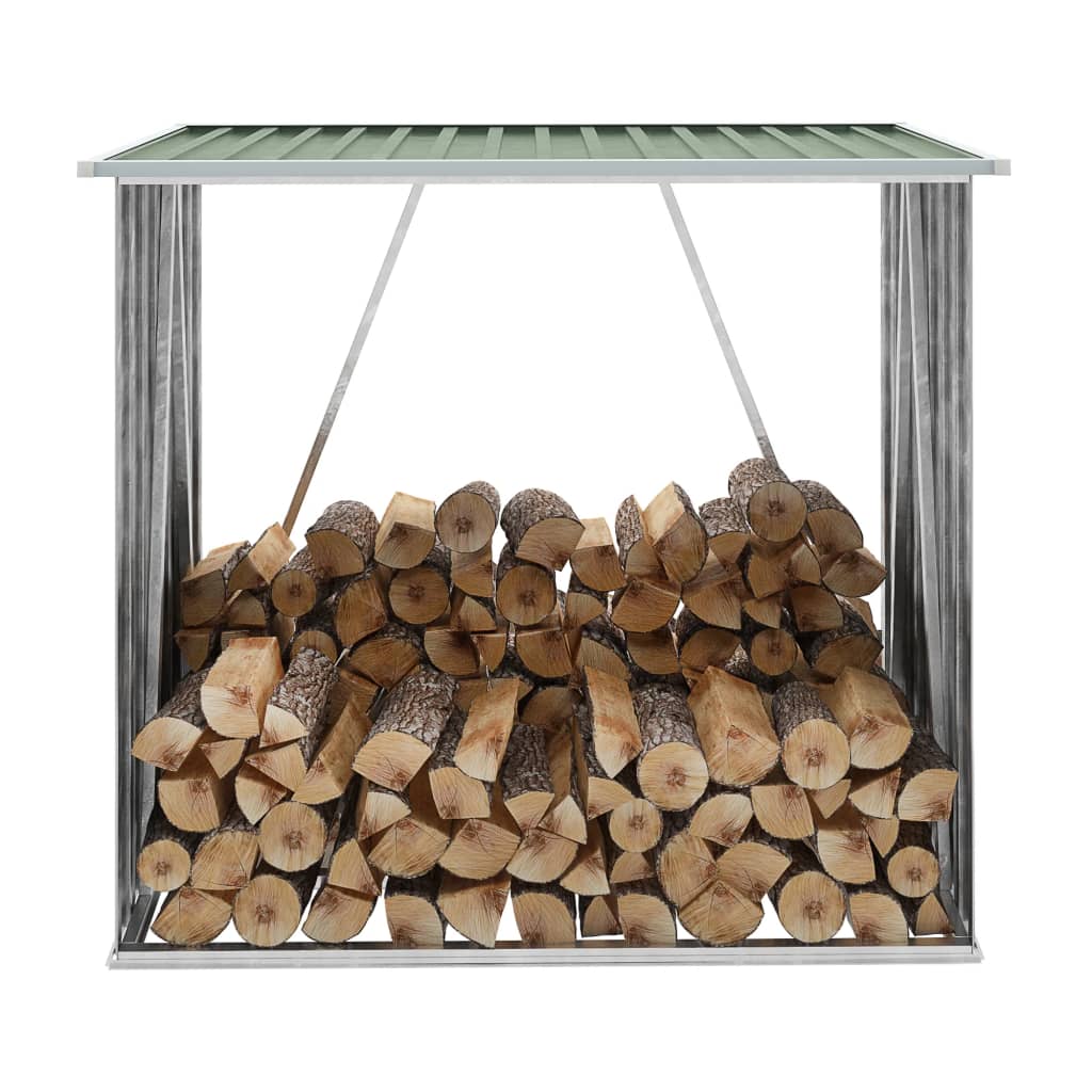 Garden Log Storage Shed Galvanised Steel 163x83x154 cm Green - Tyrell & Tyrell