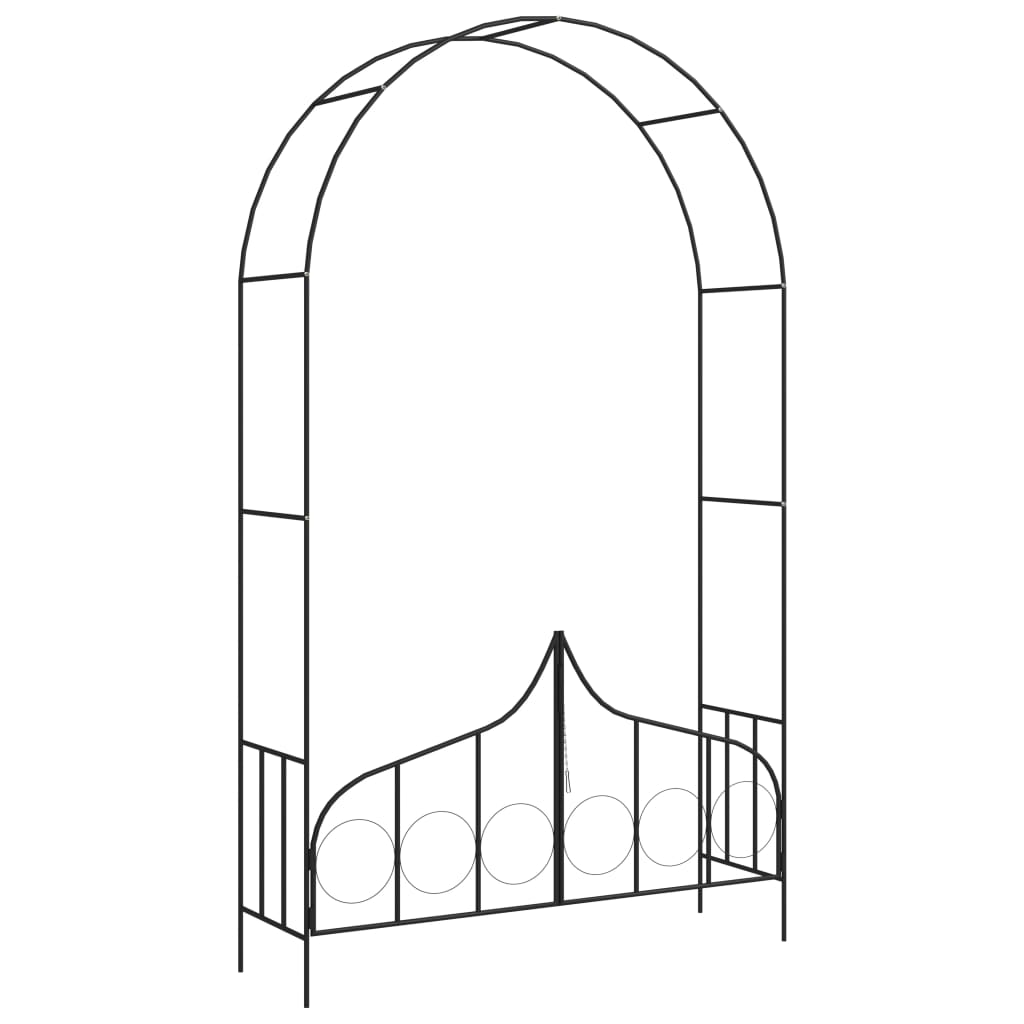 Garden Arch with Gate Black 138x40x238 cm Iron - R and M Furniture