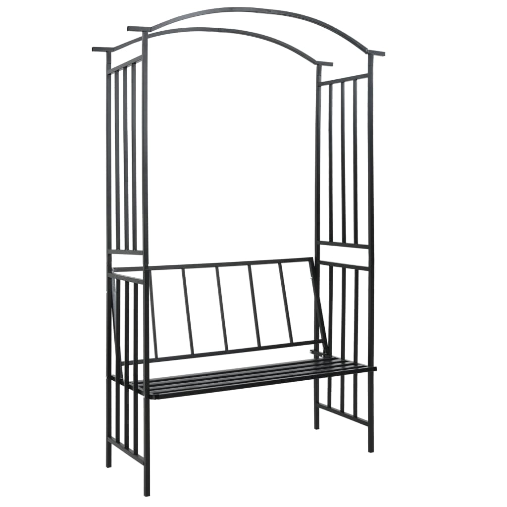 Garden Arch with Bench Black 128x50x207 cm Iron - Style and Chic
