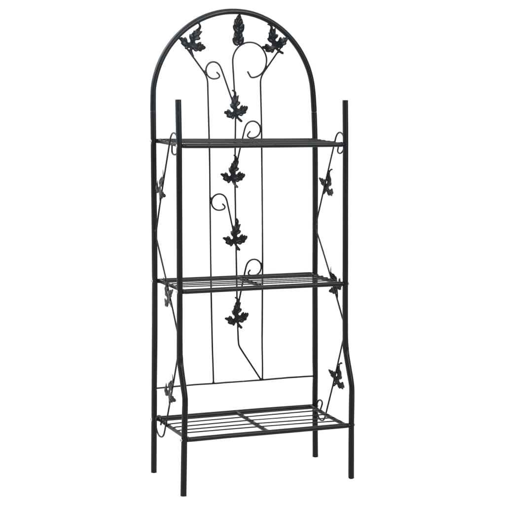3-Layer Plant Rack Black 52x28x128 cm Iron - Merlin Deals