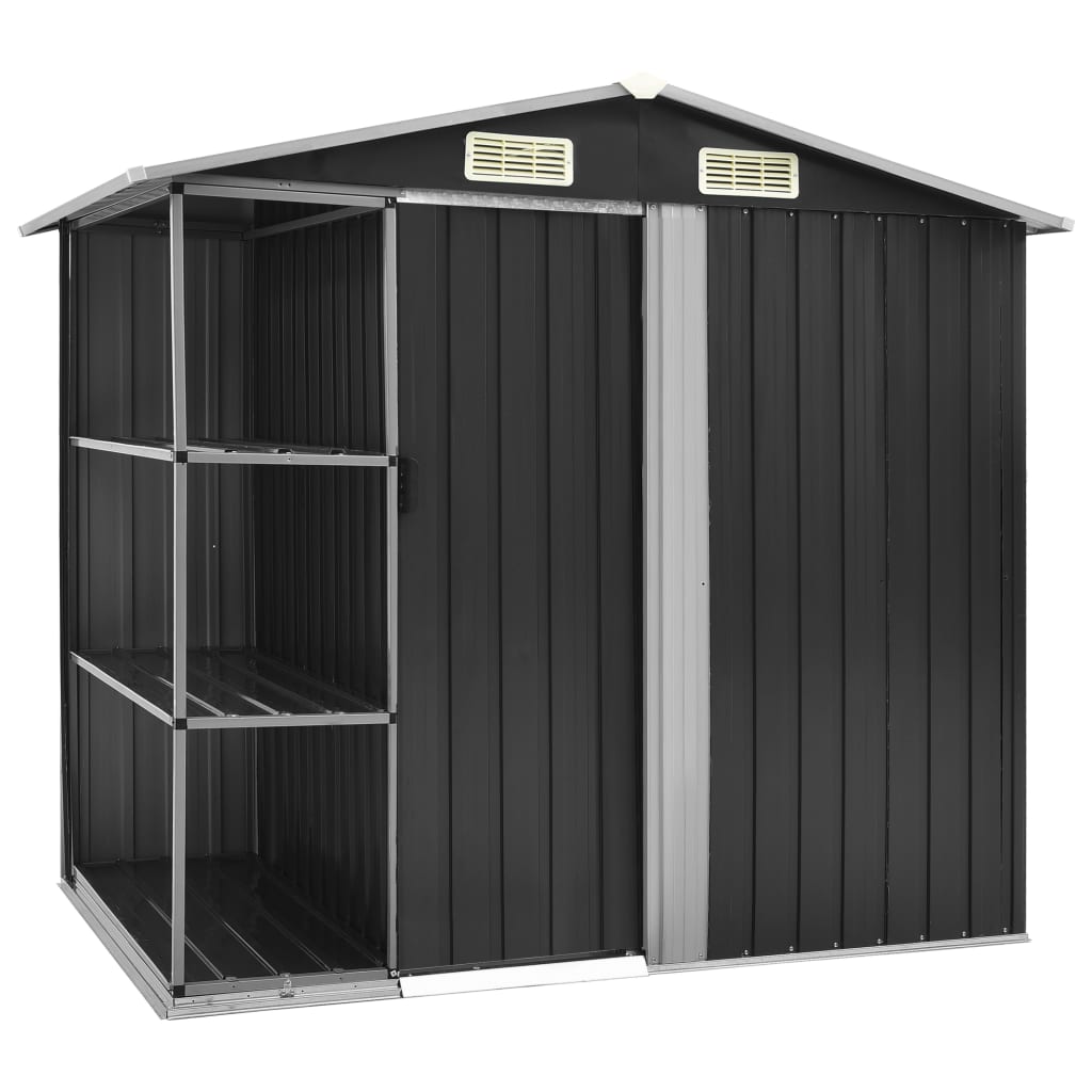 Garden Shed with Rack Anthracite 205x130x183 cm Iron - Merkel Designers