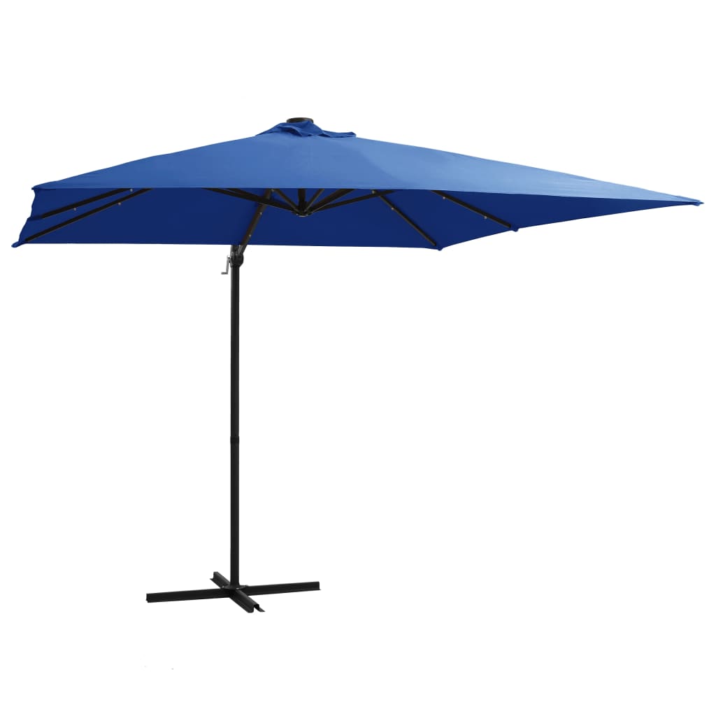 Cantilever Umbrella with LED lights and Steel Pole 250x250 cm Azure Blue - Tyrell & Tyrell