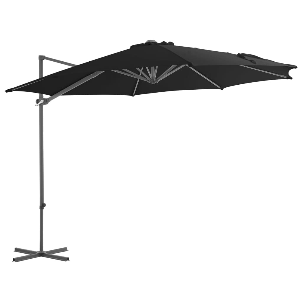 Cantilever Umbrella with Steel Pole Black 300 cm - All Things Good