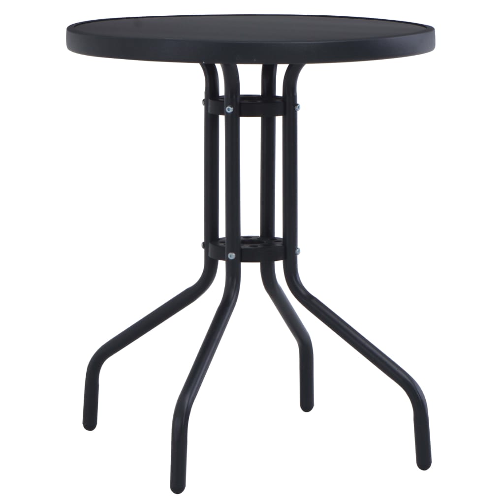 Garden Table Black 60 cm Steel and Glass - Design Hut