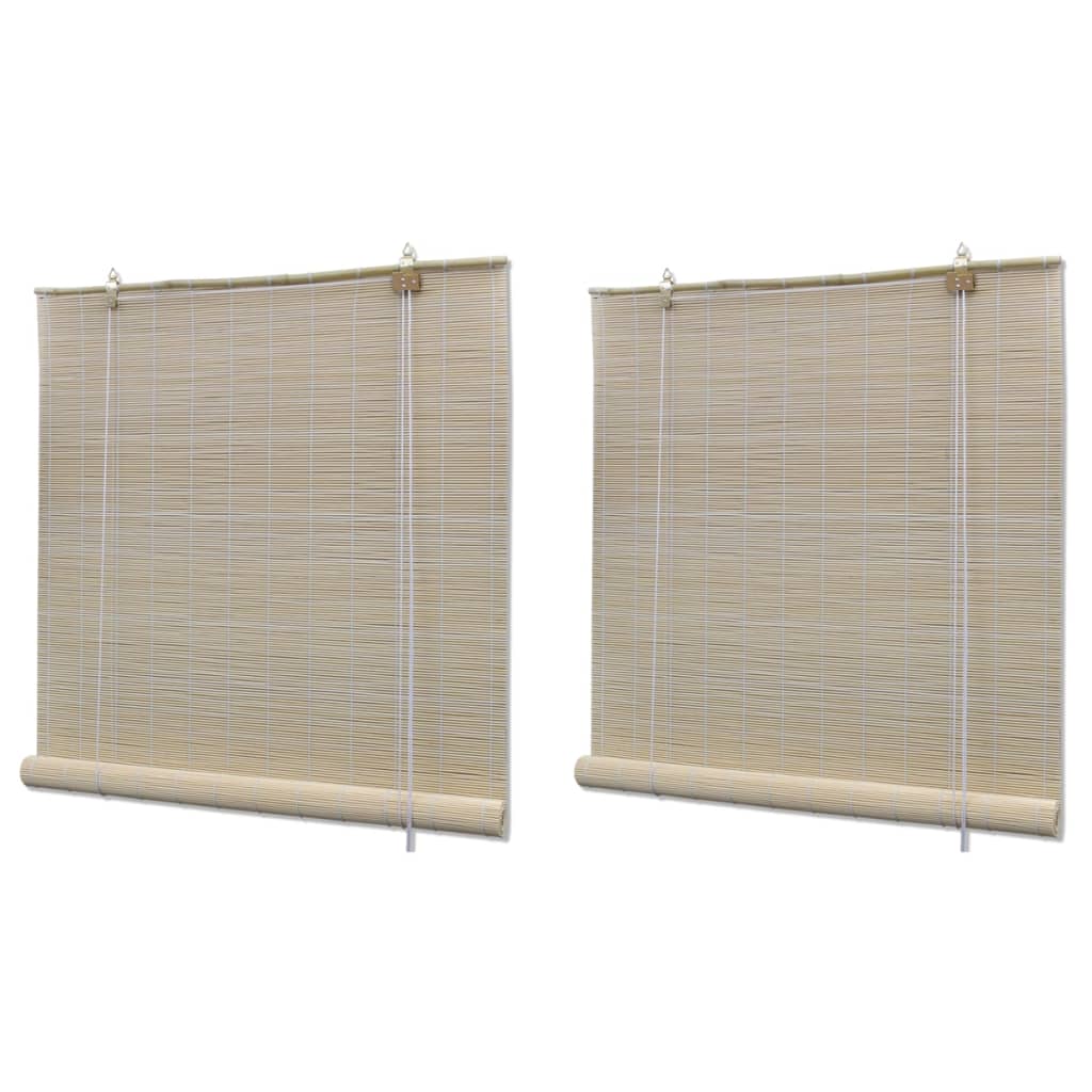 Bamboo Roller Blinds 2 pcs 120x160 cm Natural - Discount Dealers