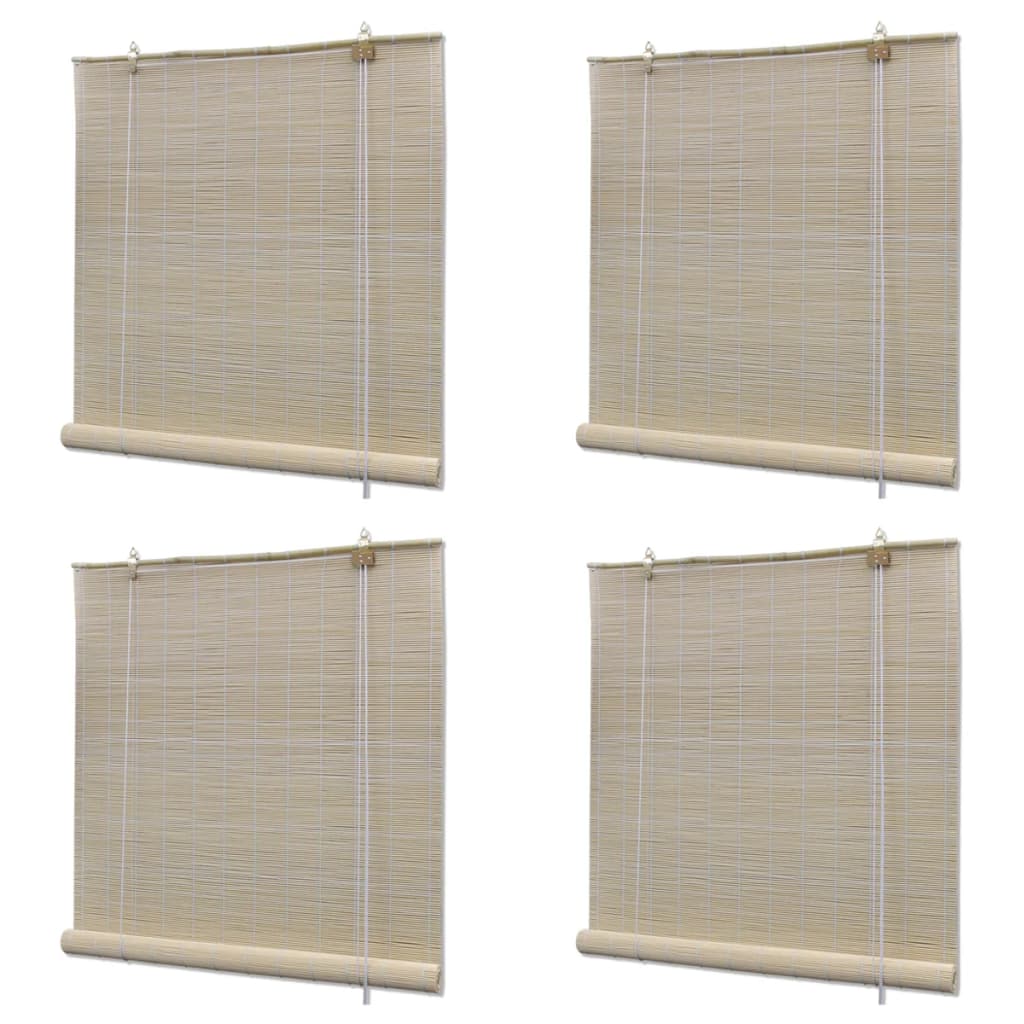 Bamboo Roller Blinds 4 pcs 120x160 cm Natural - Direct Imports