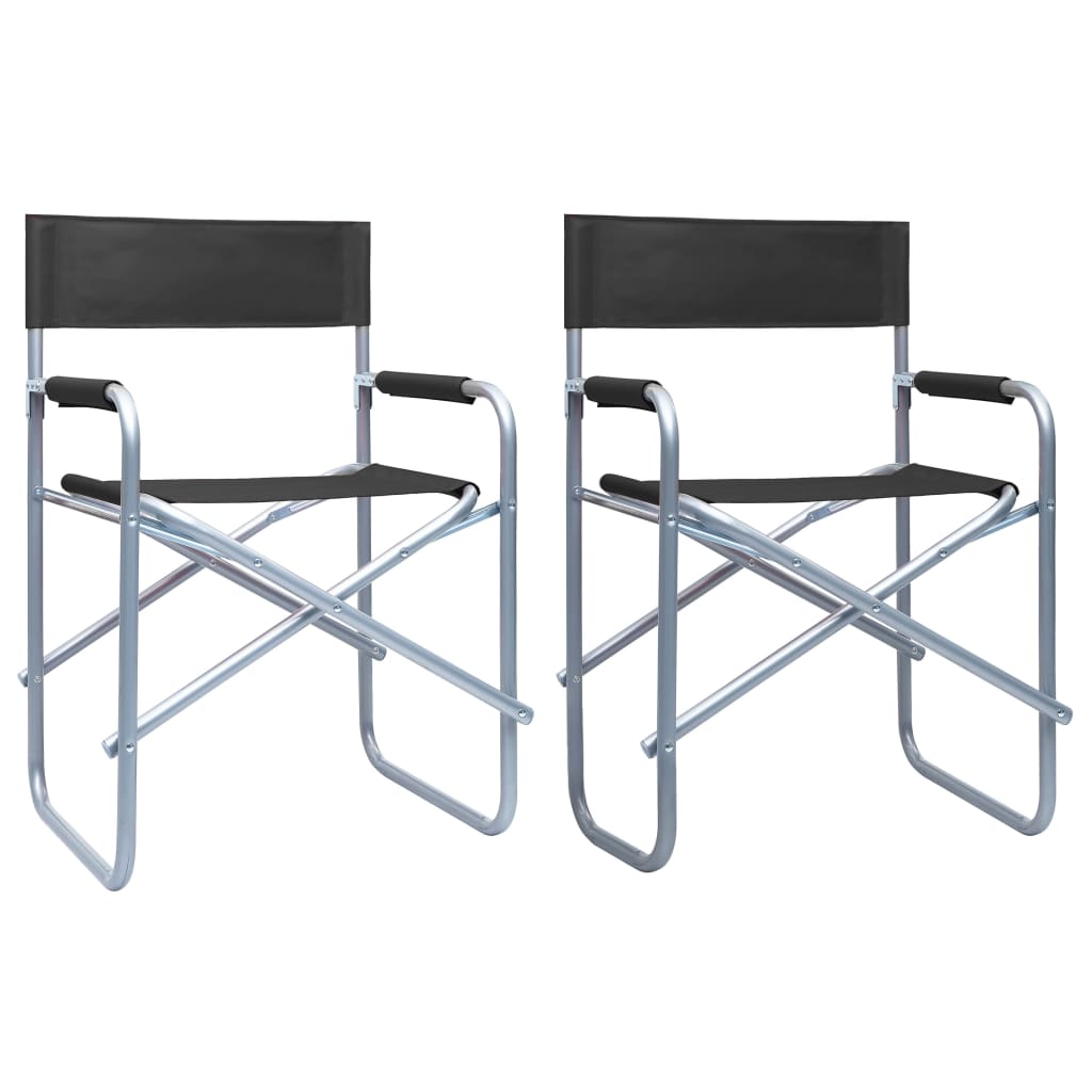 Director's Chairs 2 pcs Steel Black - Decor Base