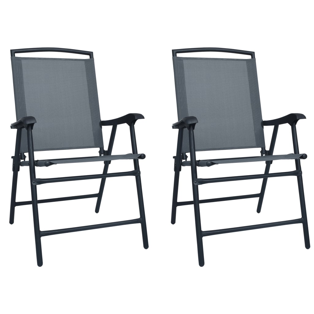 Folding Garden Chairs 2 pcs Texilene Grey - Millennium Furniture