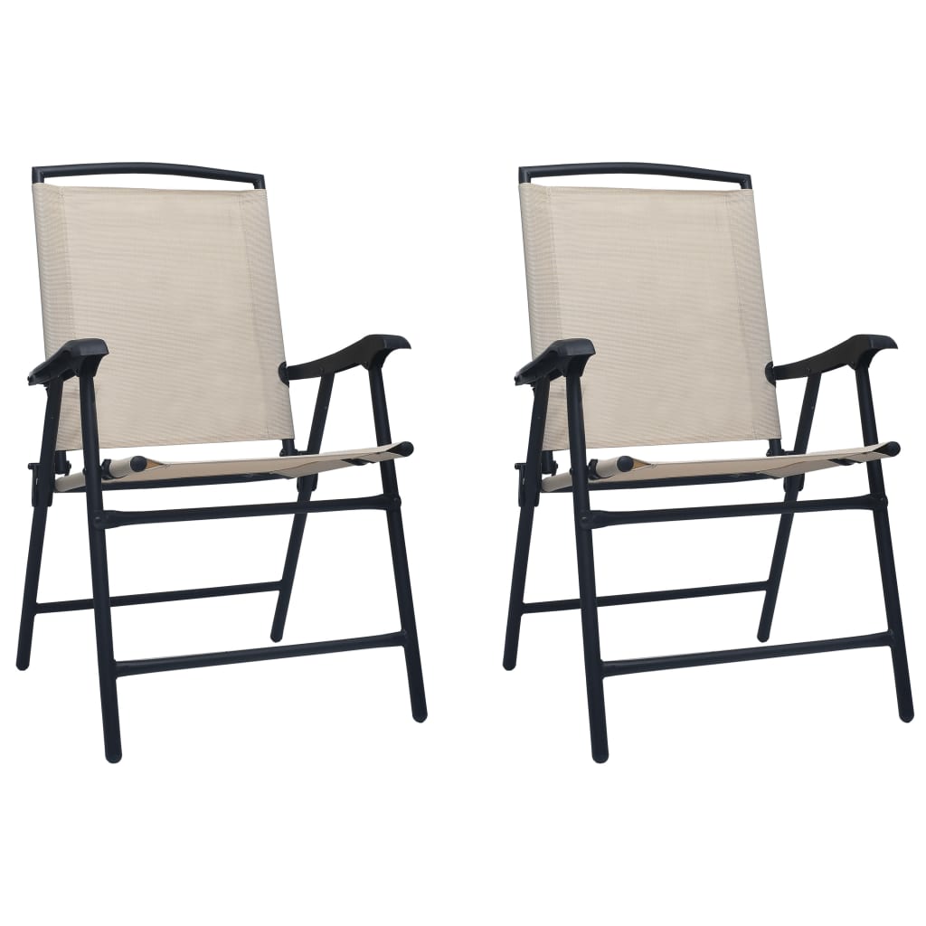 Folding Garden Chairs 2 pcs Texilene Cream - Decor Base