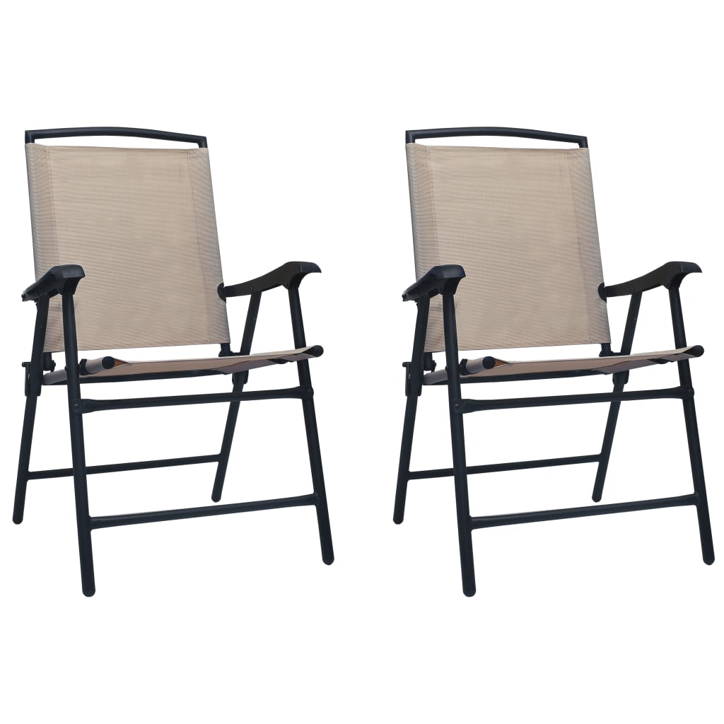Folding Garden Chairs 2 pcs Texilene Taupe - Unbeatable Bargains