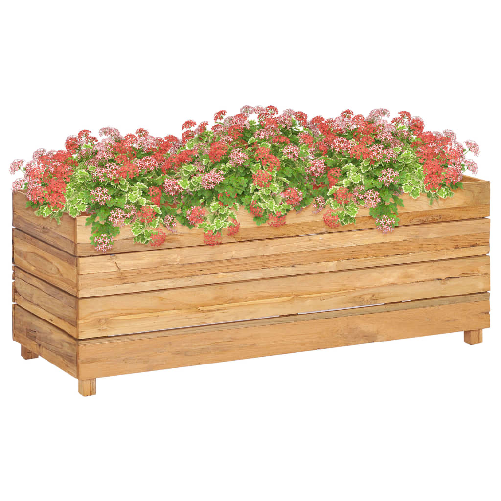 Raised Bed 100x40x38 cm Solid Wood Teak and Steel - Unbeatable Bargains