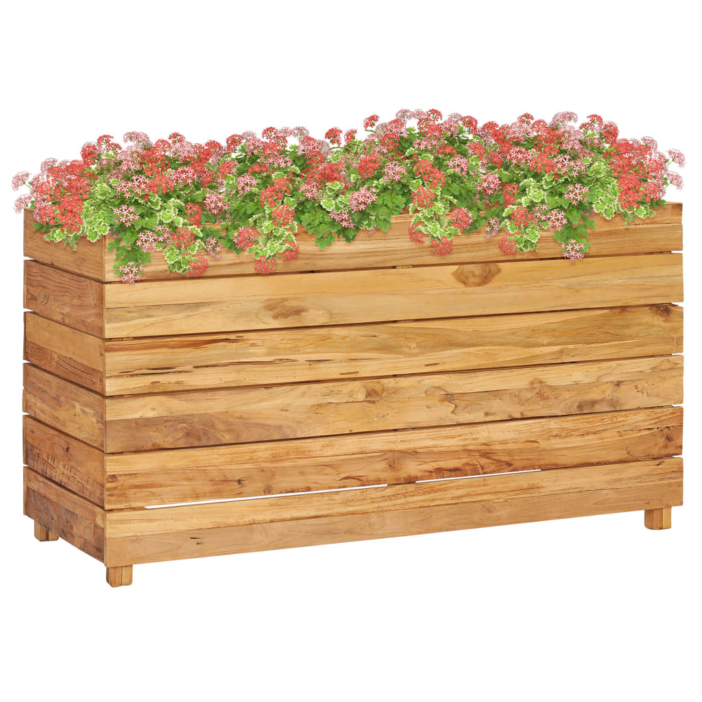 Raised Bed 100x40x55 cm Solid Wood Teak and Steel - Millennium Furniture