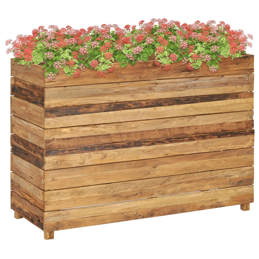 Raised Bed 100x40x72 cm Solid Wood Teak and Steel - Decor Base