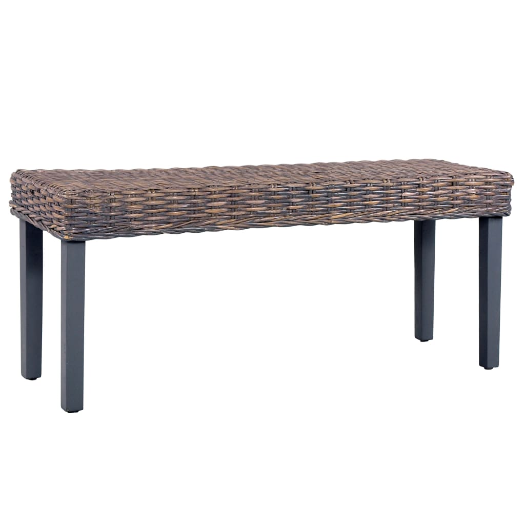 Bench 110 cm Grey Natural Kubu Rattan and Solid Mango Wood - Style and Chic
