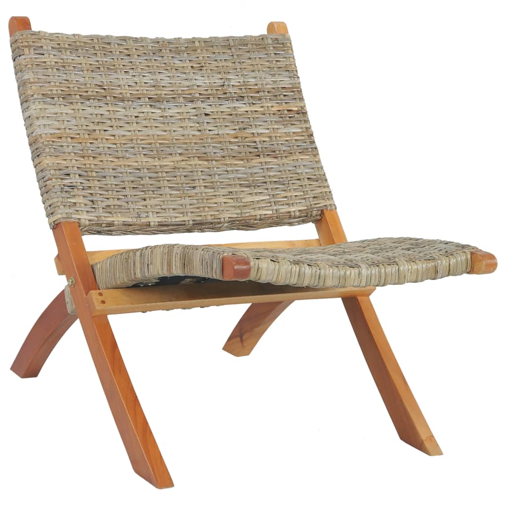 Relaxing Chair Natural Kubu Rattan and Solid Mahogany Wood - Millennium Furniture