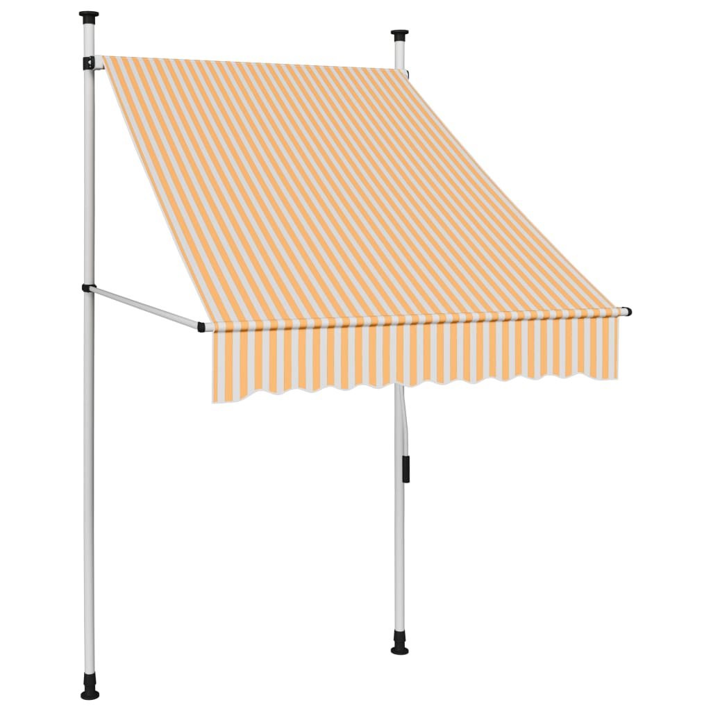 Manual Retractable Awning 100 cm Orange and White Stripes - Decor Base
