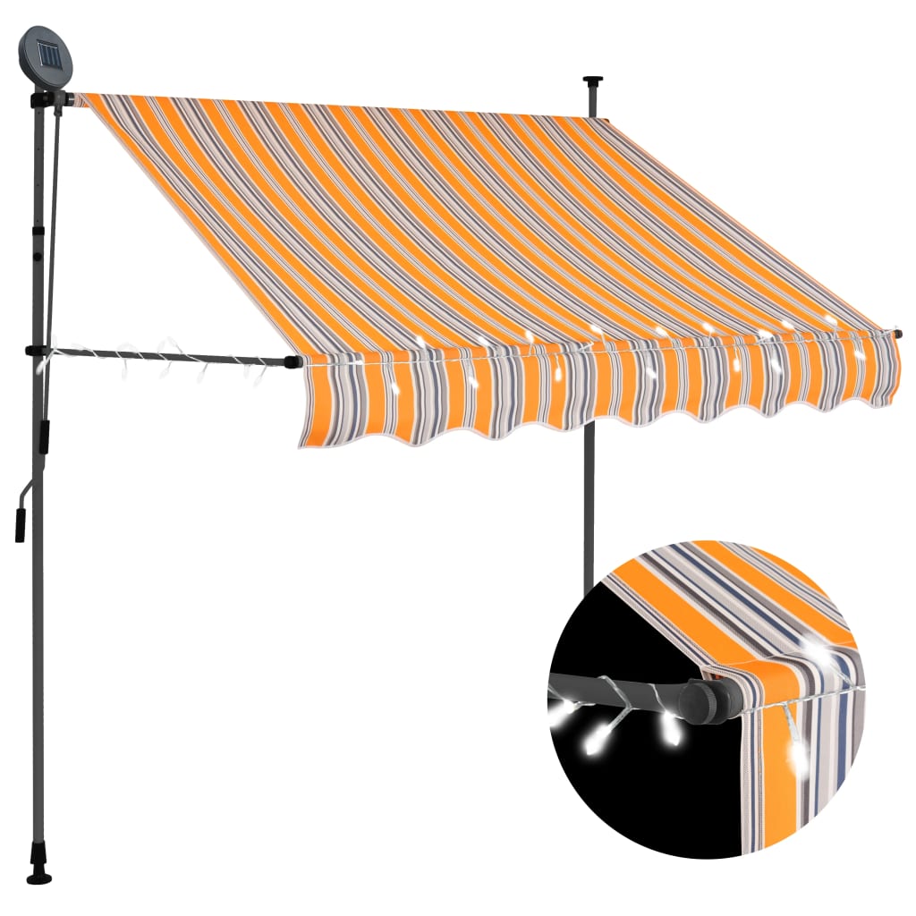 Manual Retractable Awning with LED 100 cm Yellow and Blue - Design Hut