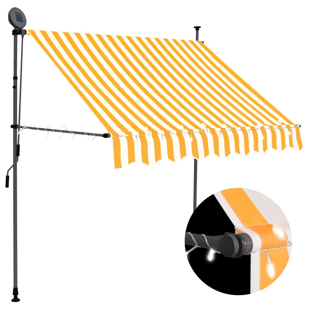 Manual Retractable Awning with LED 100 cm White and Orange - Discount Dealers