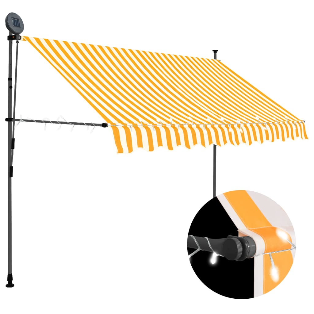 Manual Retractable Awning with LED 250 cm White and Orange - Sid & Sam
