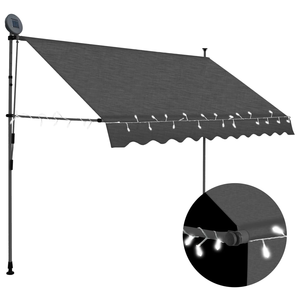 Manual Retractable Awning with LED 250 cm Anthracite - The Home Maker