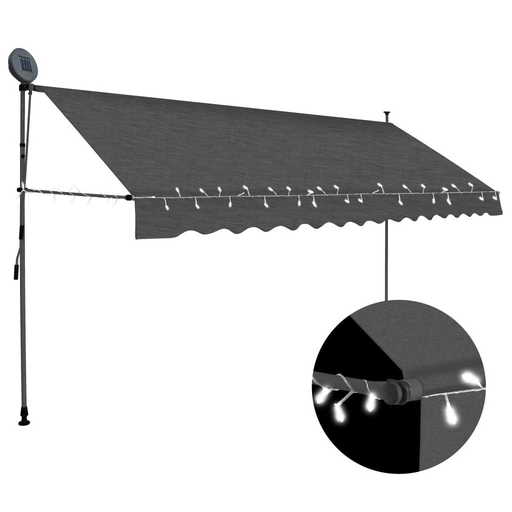 Manual Retractable Awning with LED 350 cm Anthracite - Decor Base