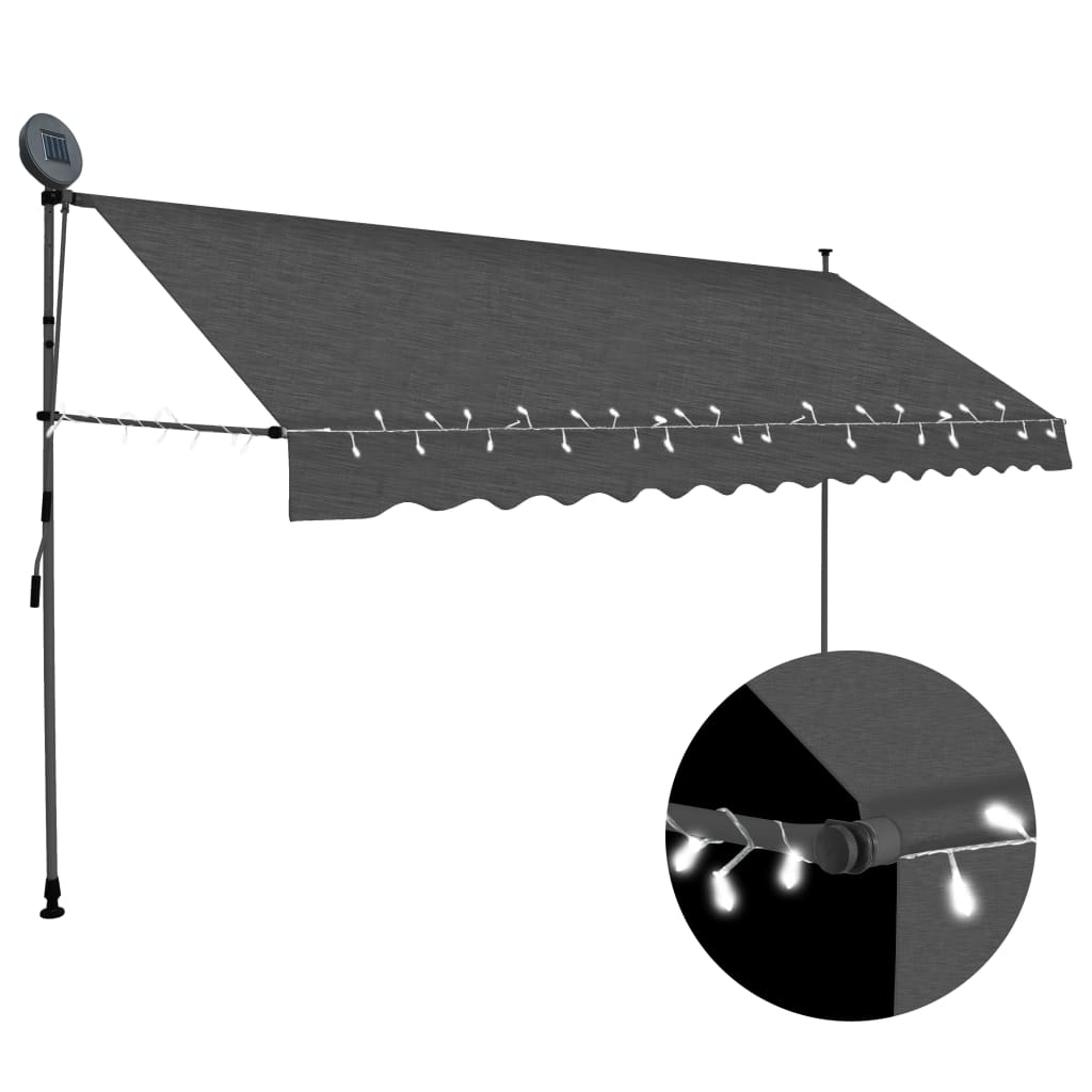 Manual Retractable Awning with LED 400 cm Anthracite - Millennium Furniture