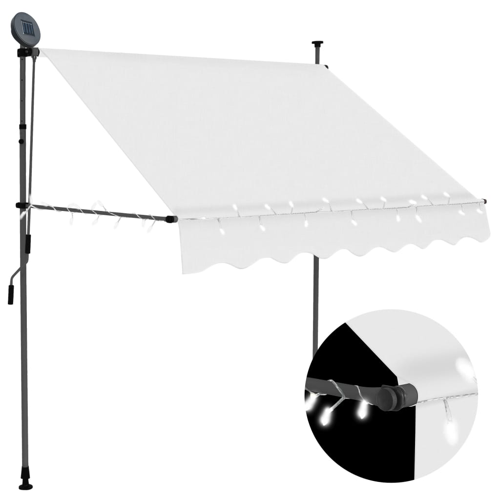 Manual Retractable Awning with LED 100 cm Cream - Discount Dealers
